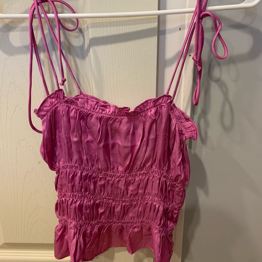Magenta/pink tie strap tank top, size small